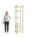 Ver imagem 5 de Armário para Escritório Multiuso Estrutura Metálica 2 Gavetas e 5 Prateleiras Indústrial Branco/Of White/Dourado