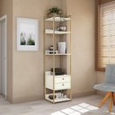 Ver imagem 1 de Armário para Escritório Multiuso Estrutura Metálica 2 Gavetas e 5 Prateleiras Indústrial Branco/Of White/Dourado