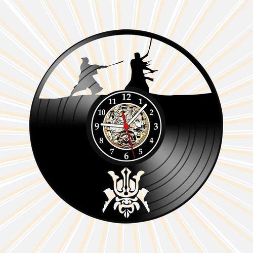Relógio Parede Samurai Filmes Series Tv Nerd Geek Vinil Lp - 1