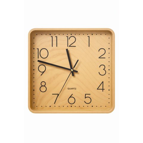 Relógio de Parede Estilo Madeira Quadrado 28,5 Cm