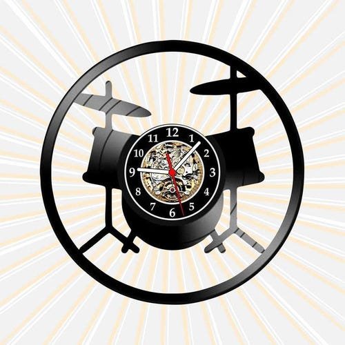 Relógio Parede Bateria Baterista Músico Vinil Lp Decoração - 1