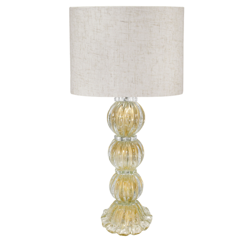 Abajur De Cristal Murano Versailles Com Cúpula 40Cm - Base Translucida Com Ouro 24K