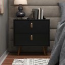 Ver imagem 1 de Mesa de Cabeceira para Quarto Multiuso 1 Gaveta Preto Carvalho