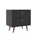 Ver imagem 2 de Mesa de Cabeceira 1 Gaveta Preto/Carvalho - J Carvalho