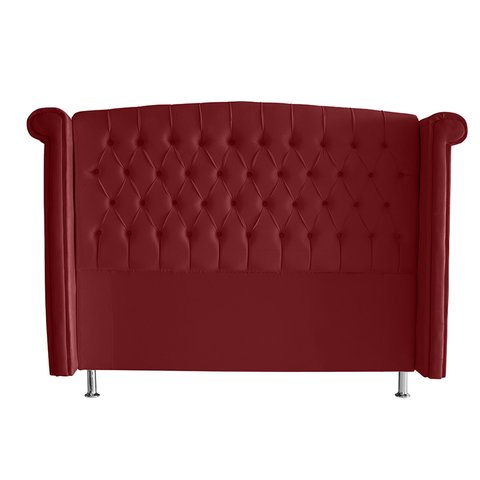 Cabeceira de Cama Box Luxo Casal 140 Cm Suede Vermelho Eli Móveis