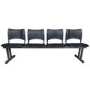 Ver imagem 2 de Longarina Cadeira 4 Lugares Iso Plástica Coluna Dupla Para Recepção Auditório Igreja Preta