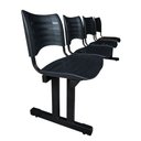 Ver imagem 4 de Longarina Cadeira 4 Lugares Iso Plástica Coluna Dupla Para Recepção Auditório Igreja Preta