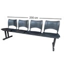 Ver imagem 3 de Longarina Cadeira 4 Lugares Iso Plástica Coluna Dupla Para Recepção Auditório Igreja Preta