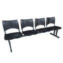 Ver imagem 1 de Longarina Cadeira 4 Lugares Iso Plástica Coluna Dupla Para Recepção Auditório Igreja Preta