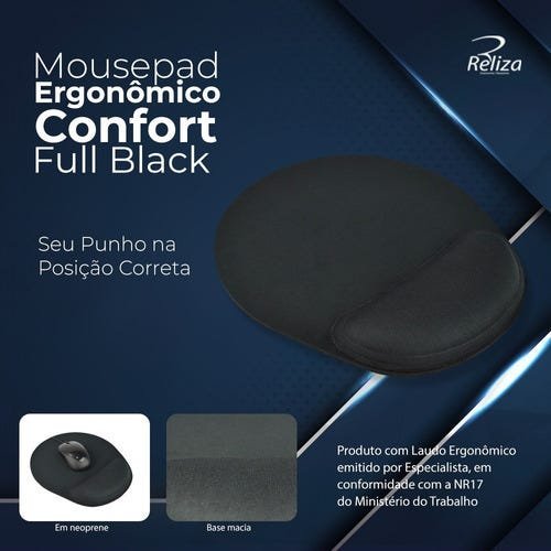 Mousepad Ergonômico Confort Nr17 Neoprene Reliza:Preto - 5