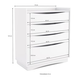 Cômoda com 4 Gavetas Multimóveis Cr35152 Branco - 2