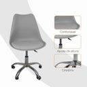 Ver mais imagens de Cadeira Office Base Cromada Oficial com Rodízio Giratória Saarinen - Cinza - 4