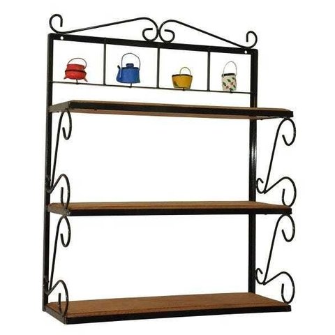 Prateleira 3 Andares Artminas Rustico Artesanal Ferro e Madeira Preto e Marrom Preto e Marrom