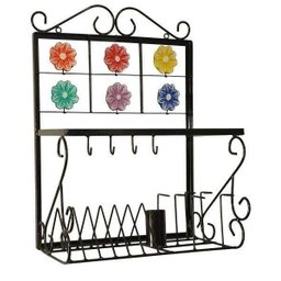 Paneleiro 50cm Artminas Artesanatos Rustico Artesanal Ferro E Madeira Preto E Marrom - 4