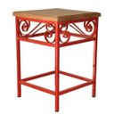 Ver imagem 2 de Banco Quadrado Rustico Ferro e Madeira Artminas Artesanatos Artesanal Vermelho E Marrom