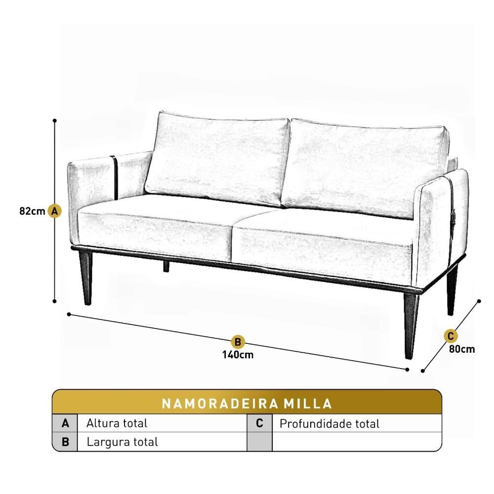 Sofá Namoradeira Milla Luxo Castellar Móbile Corino Caramelo - 3