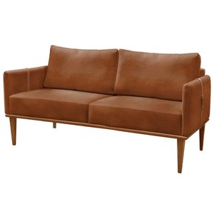 Sofá Namoradeira Milla Luxo Castellar Móbile Corino Caramelo