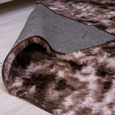 Tapete Felpudo para Sala 2,00x2,40 Marrom Mesclado, Luxo, Peludo, 40Mm