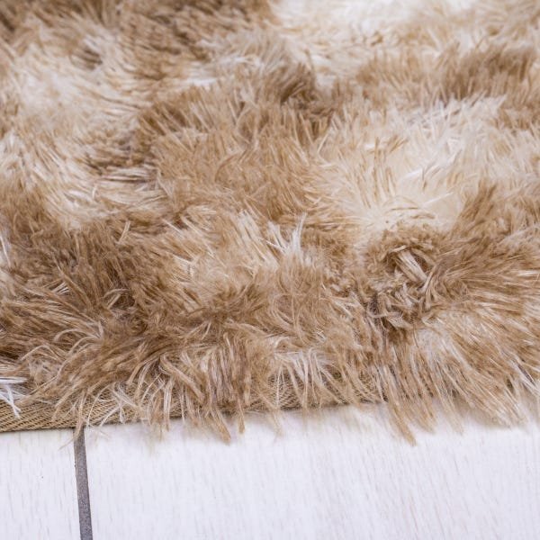Tapetes de Sala Peludo 2,00x2,40 Bege com Marrom, Luxo, Macio, Lindo, Antiderrapante - 3