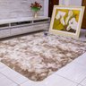 Tapetes de Sala Peludo 2,00x2,40 Bege com Marrom, Luxo, Macio, Lindo, Antiderrapante - 1