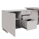 Ver imagem 6 de Mesa de Escritório Executiva com Armário Lateral e Caixa de Tomadas 3 Gavetas 200cm Corporate Cinza