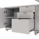 Ver imagem 7 de Mesa de Escritório Executiva com Armário Lateral e Caixa de Tomadas 3 Gavetas 200cm Corporate Cinza