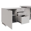 Ver imagem 6 de Mesa de Escritório Executiva com Armário Lateral e Caixa de Tomadas 3 Gavetas 200cm Corporate Cinza
