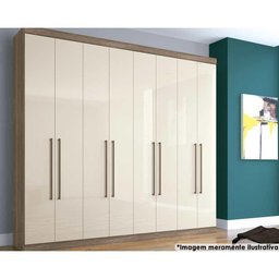 Guarda Roupa Casal 8 Portas e 4 Gavetas Master Vip 8.4 Castanha/off White - Santos Andirá - 3