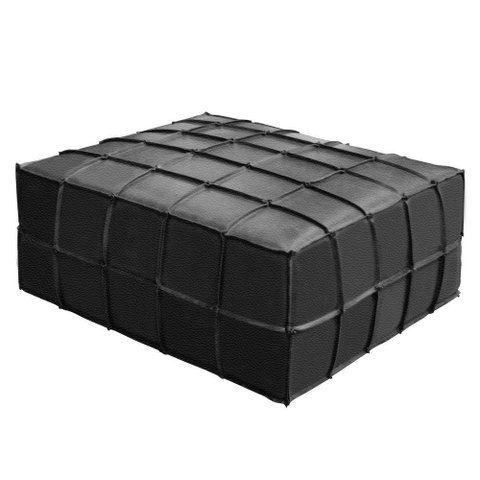 Puff Sala De Estar Grande 90x90cm Couro Preto