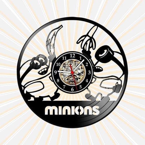 Relógio Minions Malvado Favorito Desenho Animação Vinil Lp - 1
