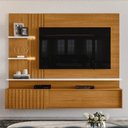 Ver imagem 1 de Painel Bancada Suspensa com Led 3 Portas Atena - Cinamomo/off White