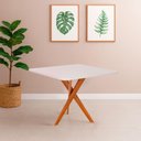 Ver imagem 3 de Mesa Jantar Quadrada 0,95 X 0,95 Cacau com Vidro Madeira/off White