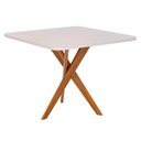 Ver imagem 1 de Mesa Jantar Quadrada 0,95 X 0,95 Cacau com Vidro Madeira/off White