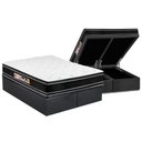 Ver imagem 1 de Cama Box Baú King: Colchão Espuma D33 Castor Black e White Double Face + Base CRC Suede Gray(