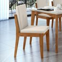 Ver mais imagens de Conjunto 2 Cadeiras Lady em Madeira Maciça Nesher Móveis Mel Natural-linho Off White