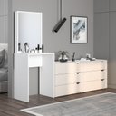 Ver imagem 1 de Cômoda Penteadeira 6 Gavetas com Espelho Porto Bege/Creme/Branco
