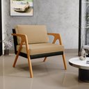 Ver imagem 2 de Kit 02 Poltronas Decorativas Sala Estar Pietra L02 Couríssimo Preto Linho Bege Escuro - Lyam Decor