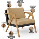 Ver imagem 4 de Kit 02 Poltronas Decorativas Sala Estar Pietra L02 Couríssimo Preto Linho Bege Escuro - Lyam Decor