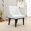Ver imagem 2 de Kit 3 Cadeiras Decorativas Sala de Jantar Base Fixa de Madeira Firenze PU Branco Brilho/Preto G19 -