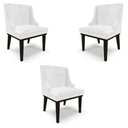 Ver imagem 1 de Kit 3 Cadeiras Decorativas Sala de Jantar Base Fixa de Madeira Firenze PU Branco Brilho/Preto G19 -