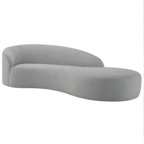 Divã Recamier Orgânico França 250cm Lado Direito Linho Cinza Claro