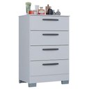 Ver imagem 7 de Cômoda 867 4 Gavetas com Guarda Roupa Solteiro Córdoba 4 Portas Branco Brilho - Poquema
