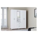Ver imagem 6 de Cômoda 867 4 Gavetas com Guarda Roupa Solteiro Córdoba 4 Portas Branco Brilho - Poquema