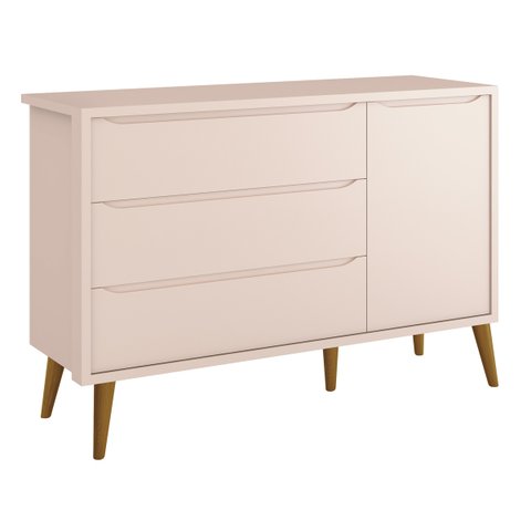 Cômoda Sapateira Théo New Rosa Fosco com Madeira - MoveisAqui