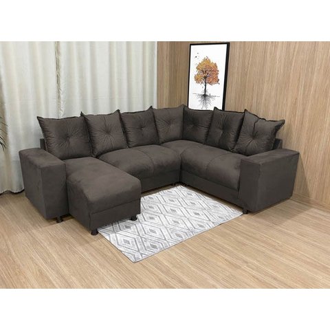 Sofá Canto Marrom 603 Áustria Invertido