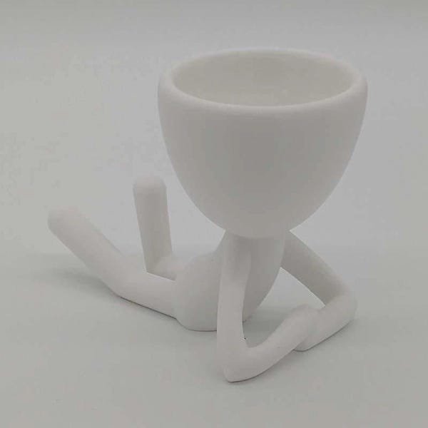 Kit Com 3 Vasos Decorativos Bonequinho Plant - Cor Branco - 3