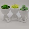 Kit Com 3 Vasos Decorativos Bonequinho Plant - Cor Branco - 1