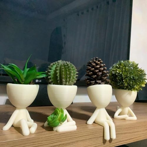 Kit Com 4 Vasos Big Brother Brasil Bob Plants - Branco - 1