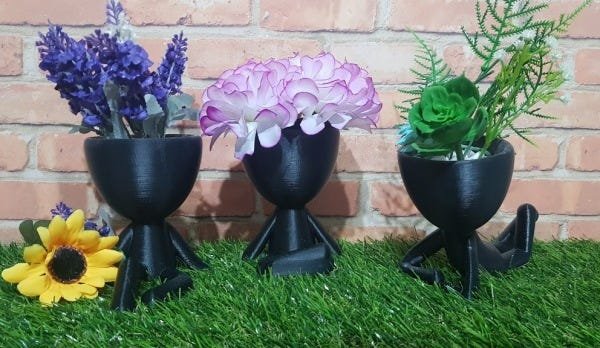 Kit Com 3 Vasos Decorativos Robert Plant - Cor Preto - 1