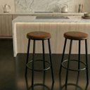Ver imagem 4 de Kit 2 Banquetas com Encosto Design Cozinha Bancada Luna:marrom